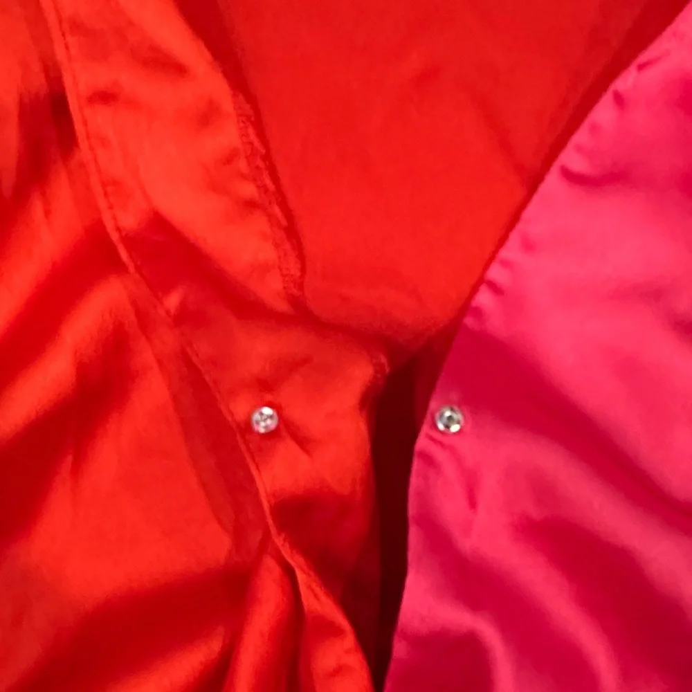 Vici Bold Red and Pink Satin Top - Picture 3 of 3